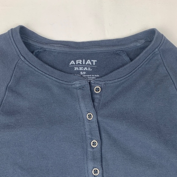 Ariat size small long sleeve Henley navy Aztec western rodeo cowgirl - Picture 4 of 9